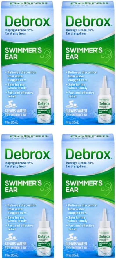 Debrox Plavec Ušní sušení Kapky pro dospělé a děti, 1 Fl oz. (balení po 4)