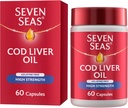 Seven Cod Jaterní olej Vysoká síla s Omega 3 Plus vitaminy D & E 120 Kapsle