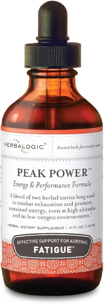 Herbalogika - Peak Power Liquid Herb Drops - Stimulant- Free Natural Energy Formule pro boj s adrenální únavou & Zlepšit fyzikální Stamina - Obsahuje americké ženšen & Astragalus - 4 Fl. Oz.