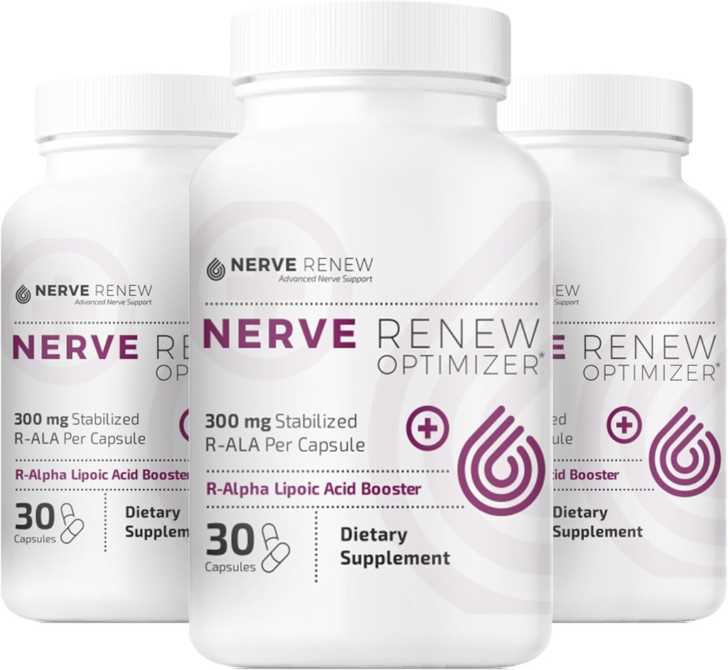 NERVE RENEW Optimizer, 3 balení (90 tobolek) - 300 mg stabilizované R- alfa kyseliny lipoové v jedné tobolce pro podporu přirozeného nervu - rychlá absorpce - bezpečné a všechny přírodní