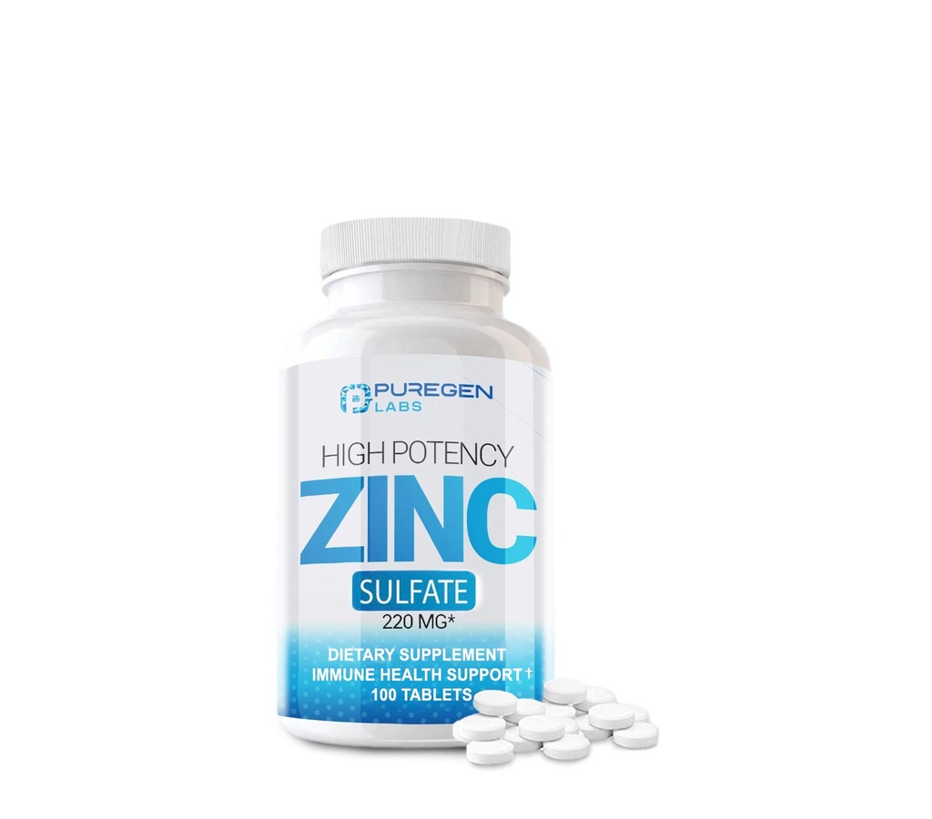 Zinek 220mg [High potency] dodatek - Zinkový sulfát pro imunitní podpůrný systém 100 tablet