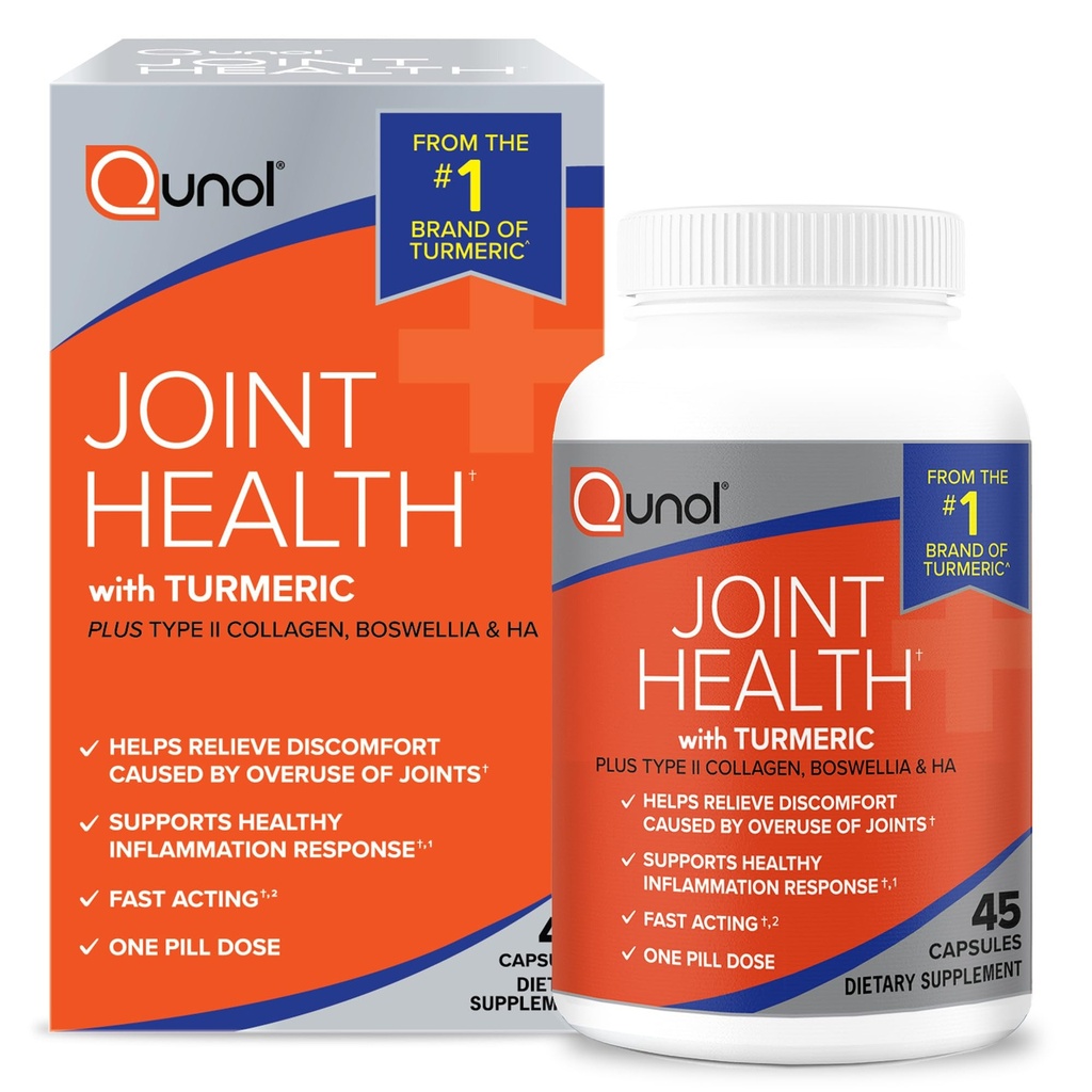Qunol 5-in-1 Joint Support Supplementary, Fast acting, One Pill Dávka, Podpora zdravé zánětlivé reakce & Discomform způsobený nadměrným používáním spojnic, Alternativa k Glucosamine Chondroitin MSM, 45 Počet