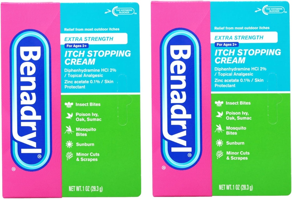 Benadryl Extra Síla Anti Itch Cream 1 Oz Tube (Balení po 2)