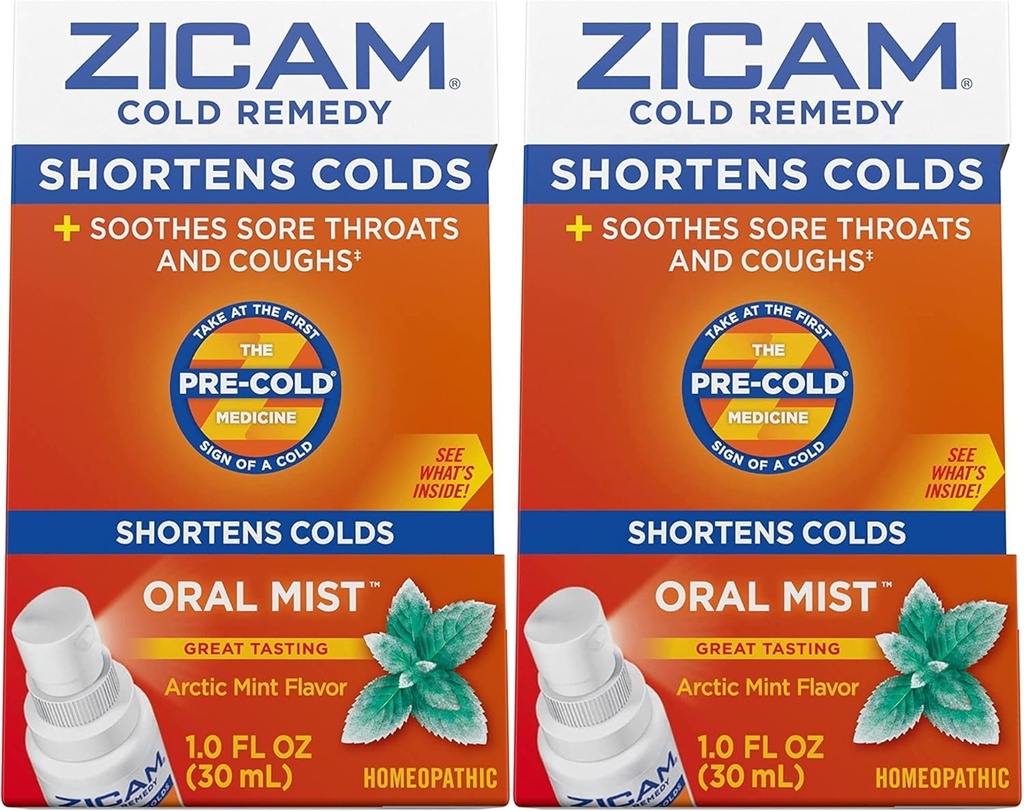 Zicam Cold Remedy Zinek Arctic Mint Oral Mist, 1 Ounce (Balení po 2)