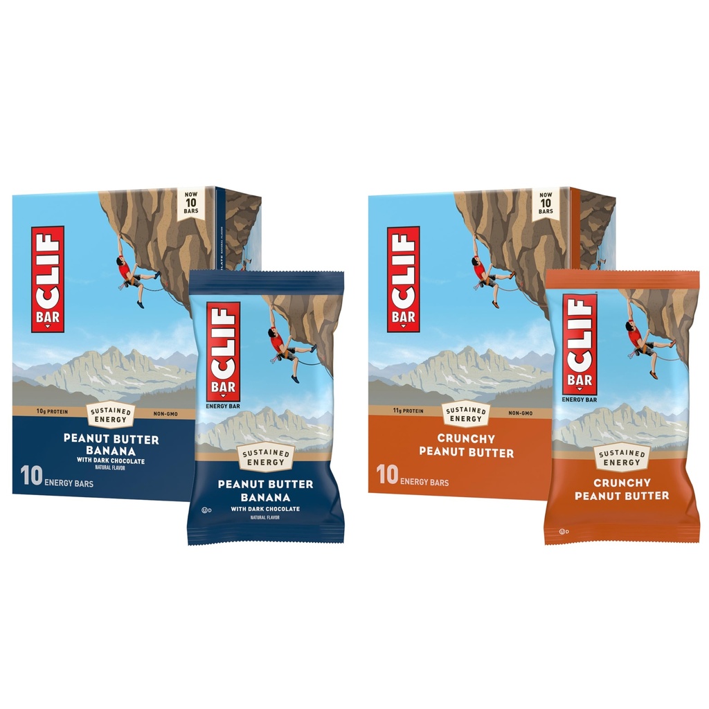 CLIF - Energetické proteinové tyčinky - křupavé arašídové máslo a arašídové máslo banán s tmavou čokoládou - Variety Pack - Made with Organic Oats - Energy Bars - Non- GMO - (20 Pack)