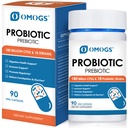 OMOGS Probiotika 120 Milionů CFU 18 Stravovacích, 3 Prebiotika a trávicí enzymy, Pomáhá trávicí, Gut zdraví, imunitní, podporuje příležitostné zácpy, Průjem & plyn - pro ženy a muže, 60 Kapsle