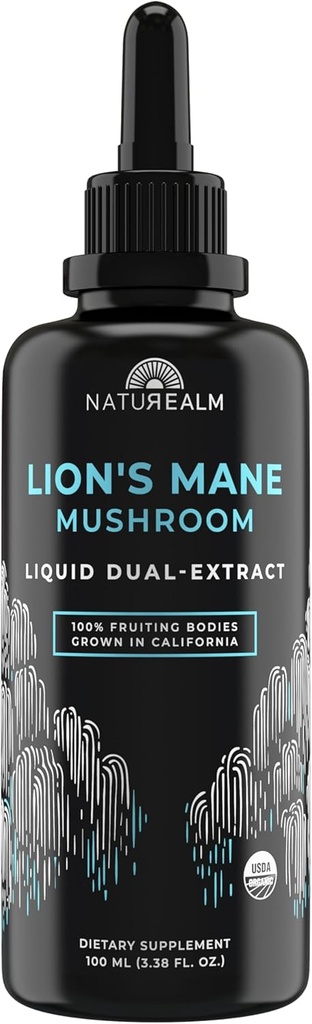 Naturealm Lion 's Mane Houba Liquid Tincture Supplement - Focus, Memory & Brain Health, Vegan, Non- GMO - Organic Fruiting Body, 2 Měsíční dodávka