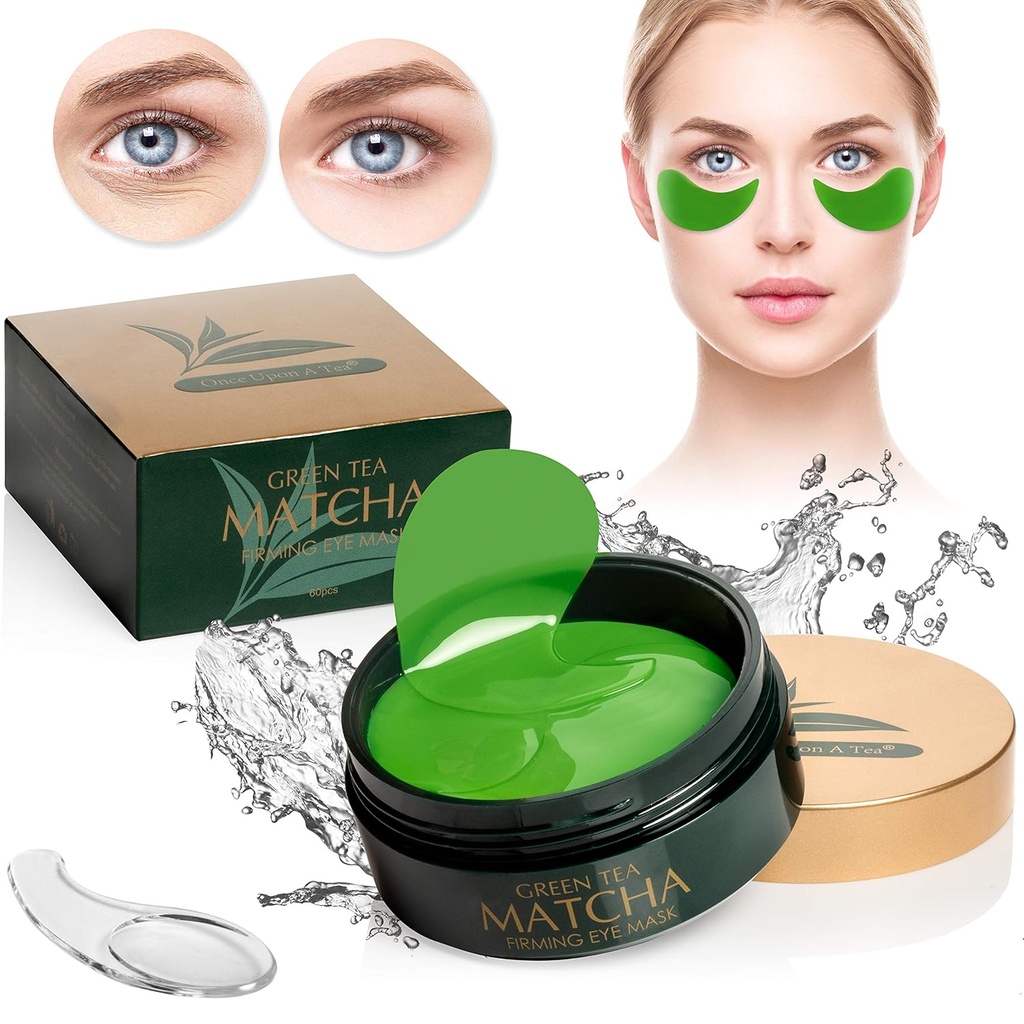 Zelený čaj Matcha Zapalovací oční maska, 30 párů Kolagen Záplaty pro jemné linky, vrásky, pod očními vaky & Puffy Oční ošetření, Tvář Gel Pads, které snižují známky stárnutí