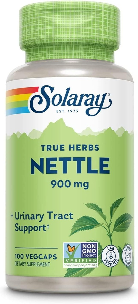 Solaray Nettle Leaf 300mg PHARMAN 124; Zdravá ledvina, Moč & Podpora prostaty PHARMAN 124; Tradiční použití pro zdravou alergickou reakci & Respirační wellness PHARMAN 124; 100 Count PHARMAN 124; Balení po 2