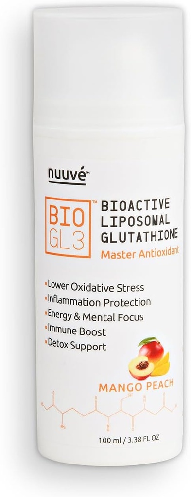 BIOGL3 Bioactive Liposomal Glutathione 446mg. Ultra potent Pure Patented in airless Dispenser. Rychlá absorpce, snížení oxidativního stresu a zánětu. + Energie, Detox, Imunite Boost, Focus