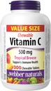 Webber Naturals Vitamin C, 300 Žvýkací tropické Breeze Flavor tablety, 500 mg vitaminu C per Tablet, kosti, zuby, imunitní a antioxidant podpora, Non GMO, mlékárenský a gluten zdarma