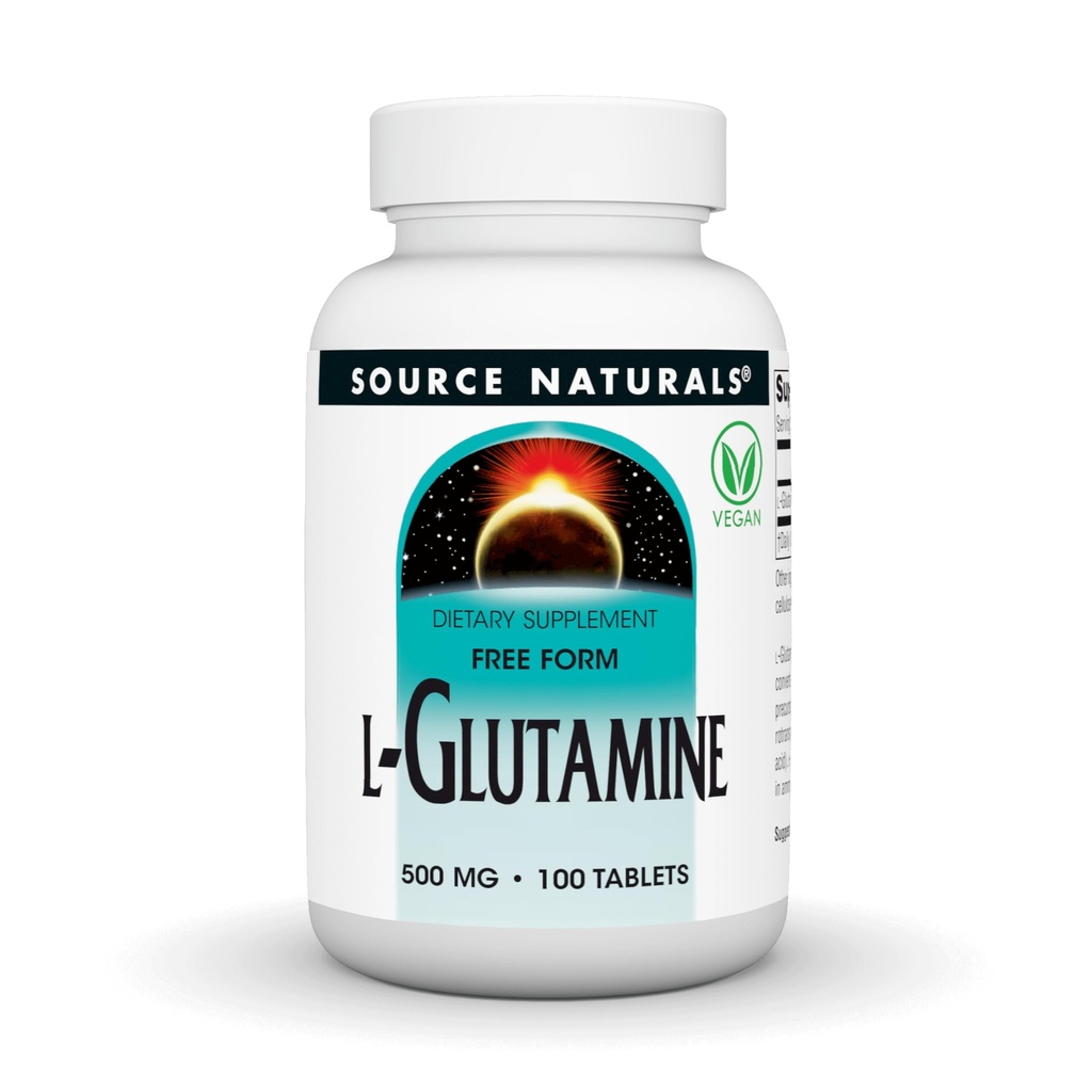 Zdroj Naturals L-glutamin, Bezplatná forma aminokyseliny, která podporuje Metabolickou energii *, 500mg - 100 tablet