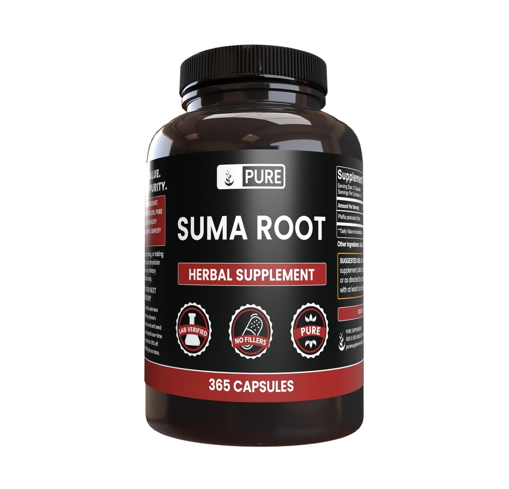 PURE ORIGINAL INGREDIENTS Suma Root (365 Capsule), No Magnesium or Rice Fillers, Vždy čisté, Laboratorní ověřené