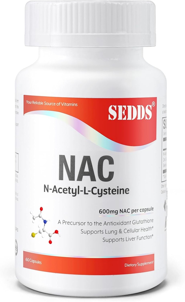 Doplňky, N- acetyl cystein (NAC) 600mg, 60 Veg Kapsle - Non- GMO, bez glutenu