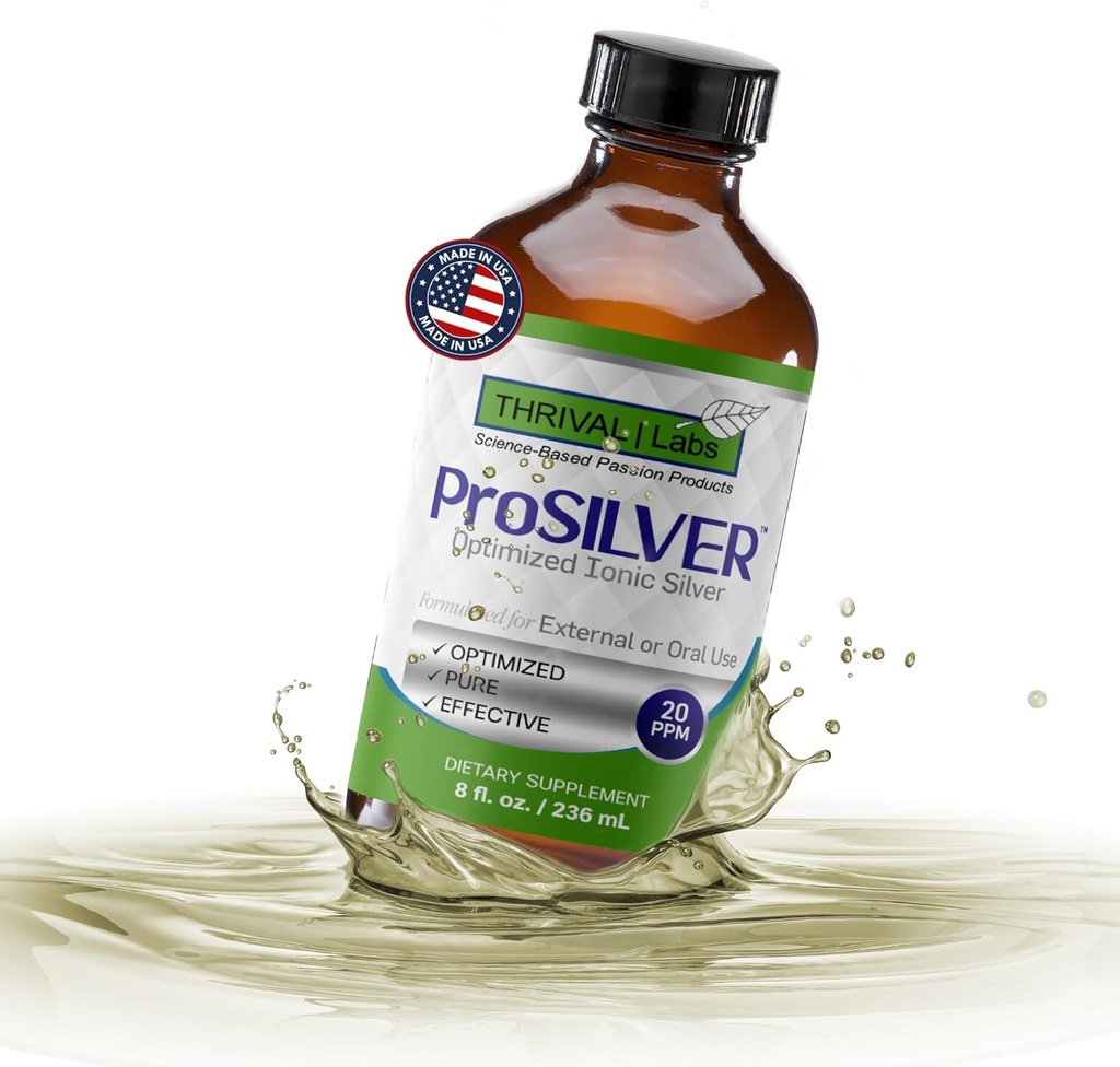 Iontová koloidní stříbrná tekutá 20 PPM Bio Aktivní pro imunitní podporu skleněná láhev 8oz organické dodatek