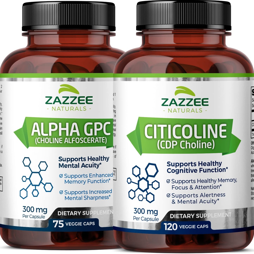 Zazzee Citicoline CDP Choline Kapsle a Alpha GPC Choline Kapsle