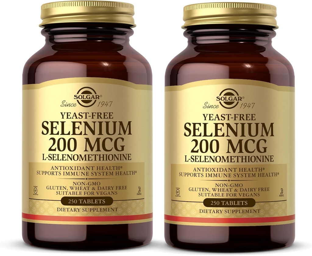 Solgar Yeast-Free Selen 200 mcg - 250 Tablet, Balení 2 - Podporuje antioxidant & imunitní systém Zdraví - Non- GMO, Vegan, Gluten Free, Dairy Free, Kosher - 500 Celkem Služeb