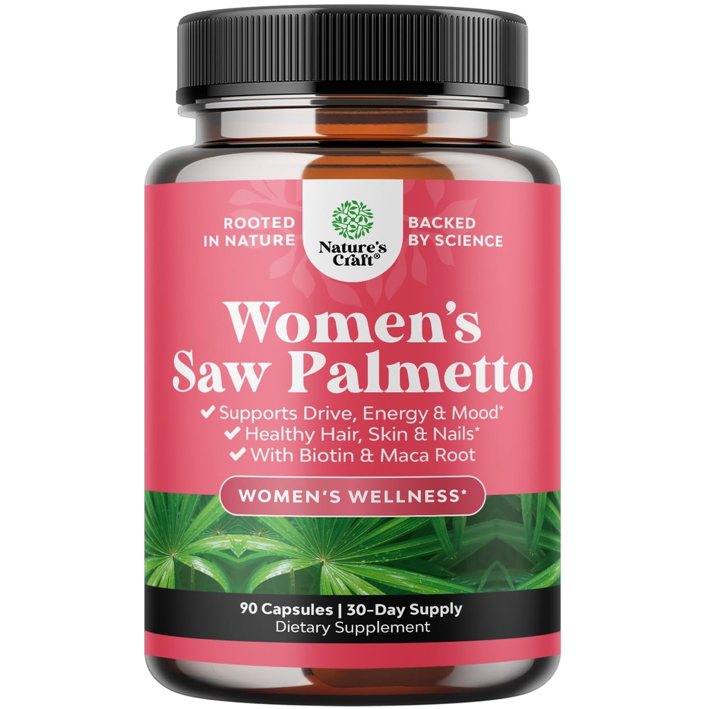 Extra Saw Palmetto pro ženy 500mg - DHT Block pro ženy 30- denní zásoba - Vlasové vitamíny pro vlasové ztráty doplněk - Čisté Saw Palmetto Extract Kapsle s Maca Root & Biotin - 90 Kapsle
