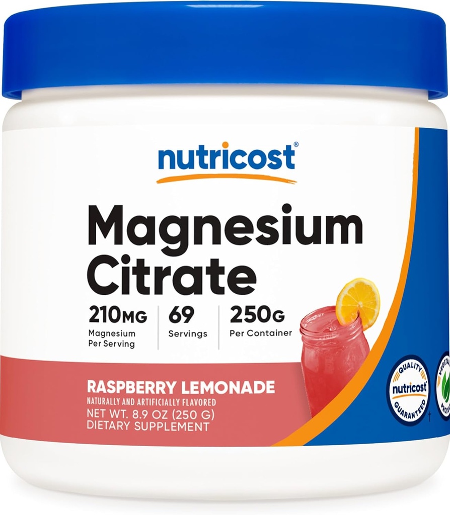 Nutricost Magnesium Citrát Powder (Malina, 250 gramů)