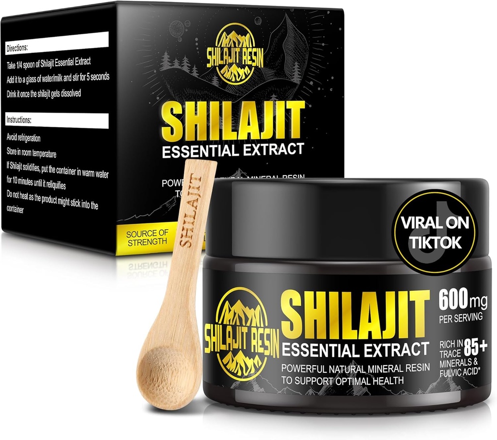 Shilajit Pure Himalayan Organic Shilajit Resin - Gold Class 100% Shilajit s 85 + stopové minerály & Fulvic Acid for Focus & Energy, Imunity, 50 Grams