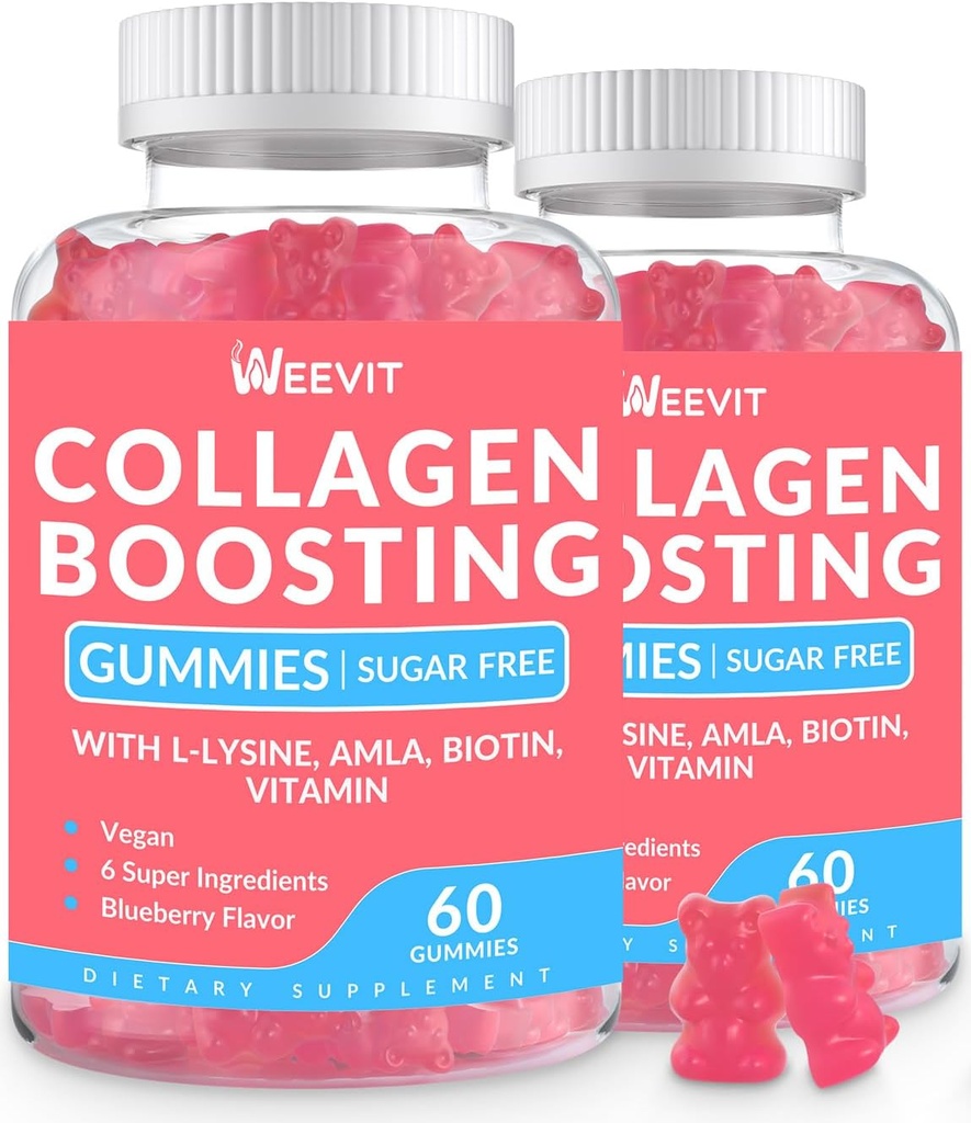 Kolagen zvýšení gumové, Vegan kolagen gumové pro ženy s L- lysin, Amla, Biotin, Vitamin C, A, E, Kolagen Booster gummies dodatek pro vlasové kožní nehty
