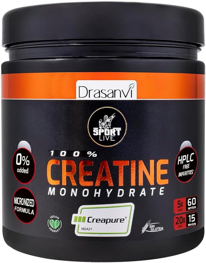 DRASANVI Sport Live 10.58 Ounce Creatin Monohydrát Prášek - Posílí a zvyšuje Vaše svaly - Bez alergenů - Neutrální Flavor - Čisté a účinné složení