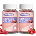 Cranberry Gummies 1000mg, Cranberry doplňky pro ženy, s D- Mannose 250mg, Womens Probiotic Gummies, Močové Tract Health, Cranberry Flavor, NO GMO, 60 Počet (balení po 2)