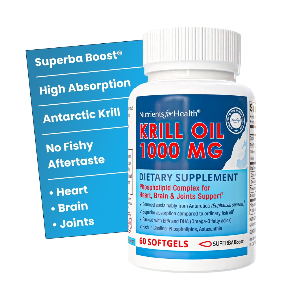 Rawleigh Premium Red Krill Oil: 60 Non- GMO Softgels, 1000mg Euphasia Superba Oil na den, Bohatá v Choline, Fosfolipidy, Astaxanthin, EPA & DHA Omega33 Mastné kyseliny, pro srdce, Spojky, Brain Health