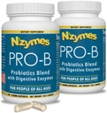 Nzymes ® Pro-B Probiotika a trávicí enzymy pro stravitelnou rovnováhu, lepší stravení, požití a zácpa (180 celkových kapslí) - Vyrobeno v USA