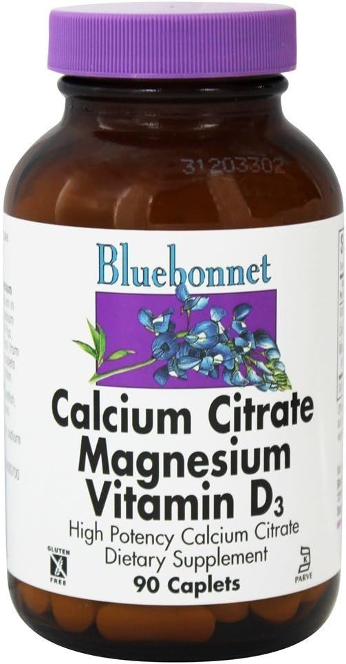 Citrát vápenatý hořčík Plus vitamin D 90 Caps - Bluebonnet