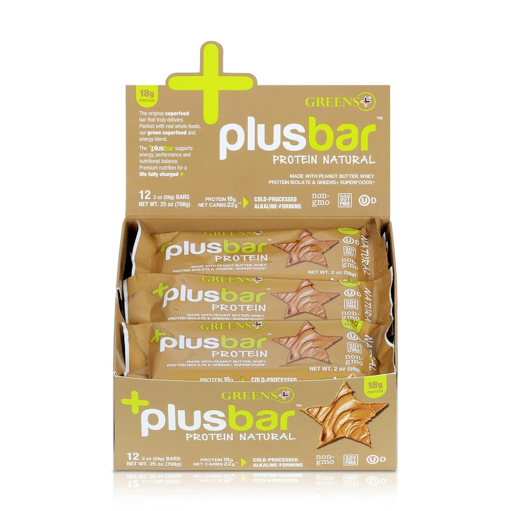 Zelené + Plusbar Protein Natural PHARMAN124; Gluten Free Whey Protein Bar PHARMAN124; Organic Greens PHARMAN124; Non GMO PHARMAN124; 12 Bary