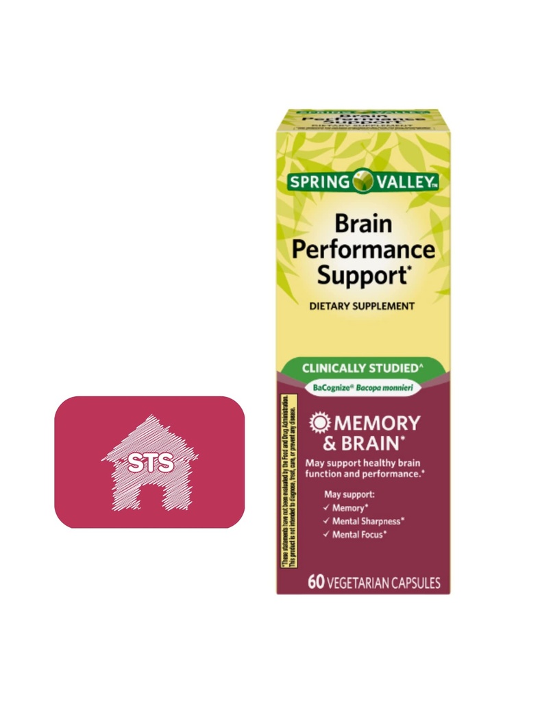 Spring Valley Brain Performance Support, 60 Count + STS Nálepka.