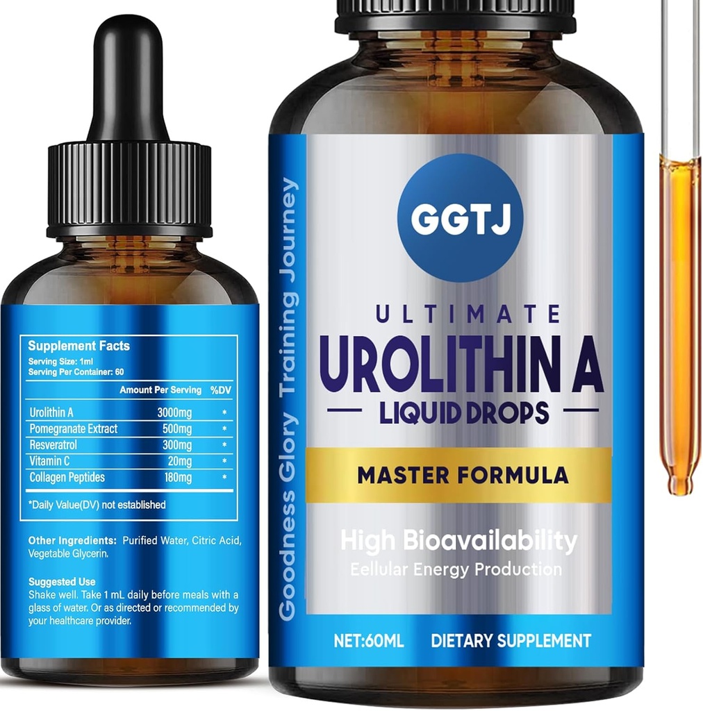 Urolithin A, Urolithin A Supplement 3000mg s extraktem z granátového jablka, výkonnými antioxidanty, zdravým věkem a mitochondriální podporou
