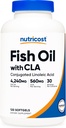 Nutricost Fish Oil s CLA (120 Softgels) - 4240mg Fish Oil a 560mg Conjugated Linoleic Acid Per Serving, GMO- Free, Gluten Free, 30 Servings