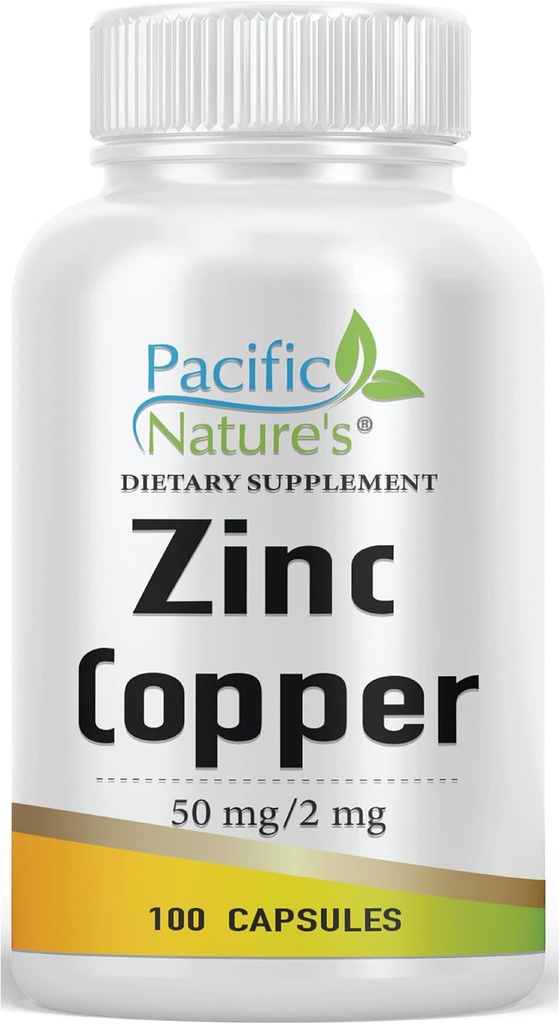 Zinek Měď dodatek (100 Kapsle) s 50 mg zinku glukonanu, 2 mg síranu mědi pro imunitní podporu - gluten zdarma, Non- GMO