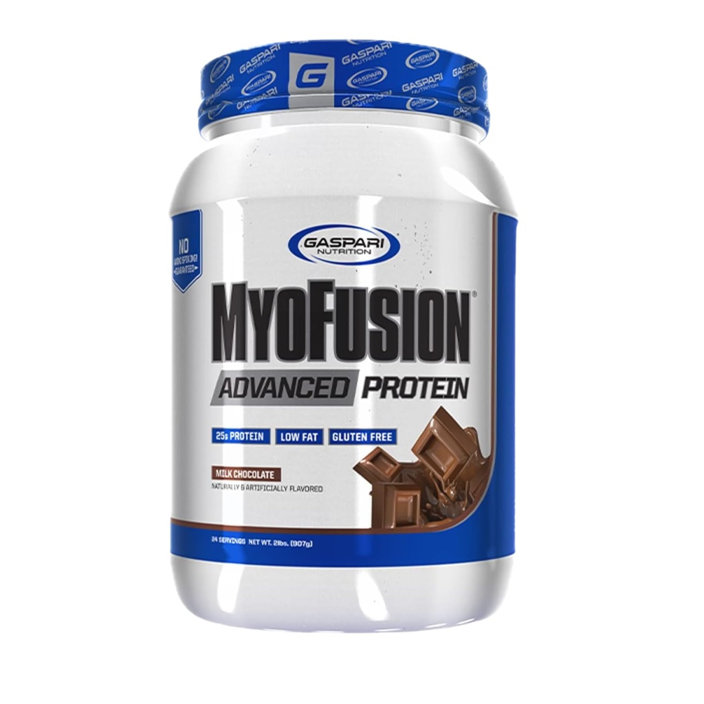 Gaspari Nutrition Myofusion Advanced Protein, Protein Blend with Syney Protein, Casein Protein and Isolate Protein, Low Fat and Gluten Free (2lbs, Chocolate)
