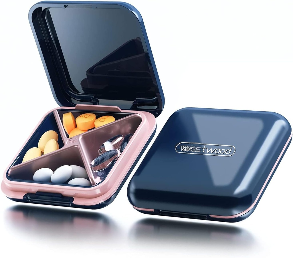 Pouzdro na malé pilulky, cestovní plnicí box, přenosný kontejner na plotýnky pro kabelky nebo kapsy, Pořadatel denní medicíny Vodotěsný 4 Complect Compact Držák na pilulky pro vitamíny, doplňky, léky