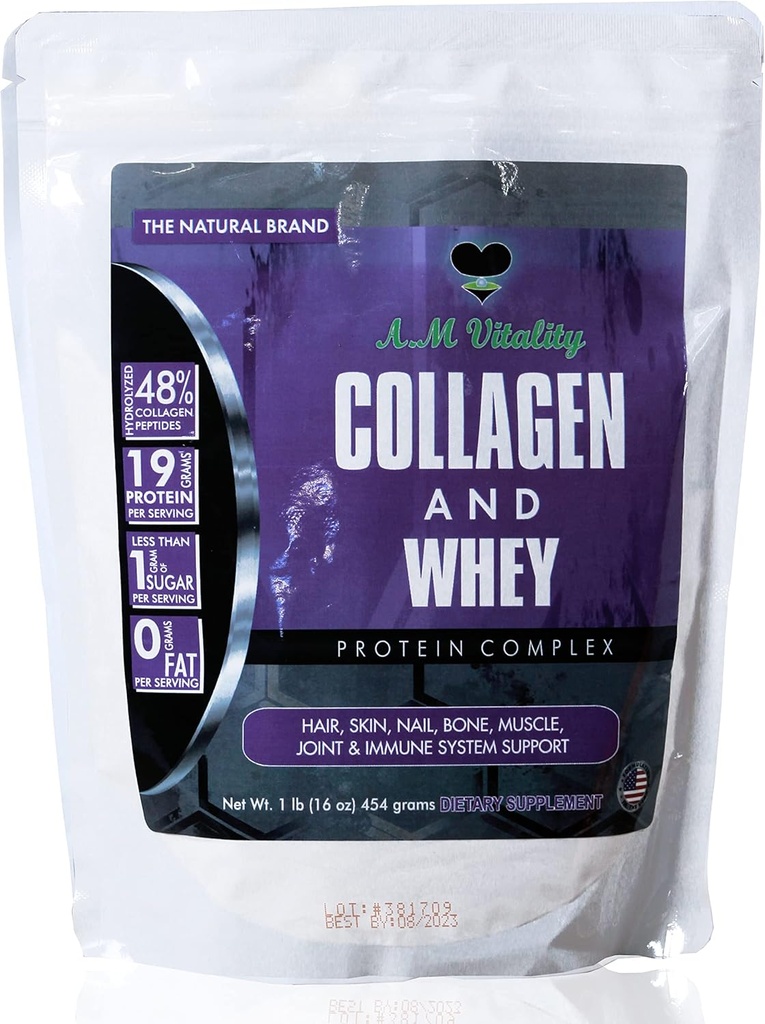 Kolagen a syrovátkový proteinový komplex doplněk zdraví - Vanilla Flavor - 16oz (21 Služeb)