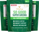 VitaCup Super Greens Powder Smoothie & Juice Mix w / 50 + Premium Superfoods, Digestive Health, Bloating Relief, Detox, Gut Health w / Probiotika, Antioxidanty, Berry Lemon, 30 Servings Každý, 3 tašky