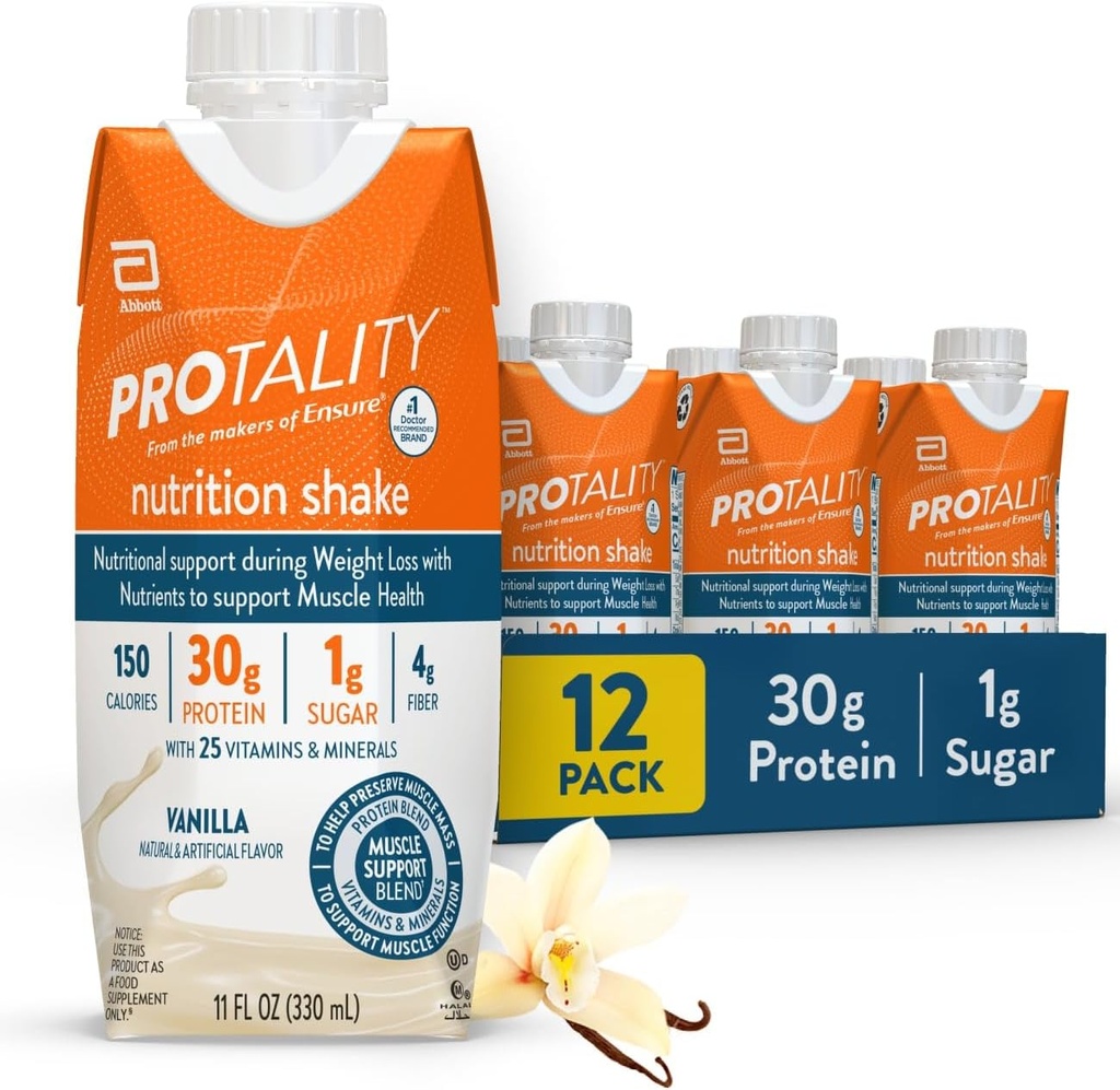 Vanilkový nutriční třes 124; 30g protein, 1g cukr 124; Nutriční podpora pro svalové zdraví během hubnutí 124; 12 balení
