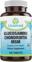 Glucosamine Chondroitin MSM Kompletní komplex - Společná podpora doplňky pro kolena, záda, HIPS & Zánět - Mobilita Zdravotní dodatek pro bolest, Aches, Senience & Zánět - 120 Tablety