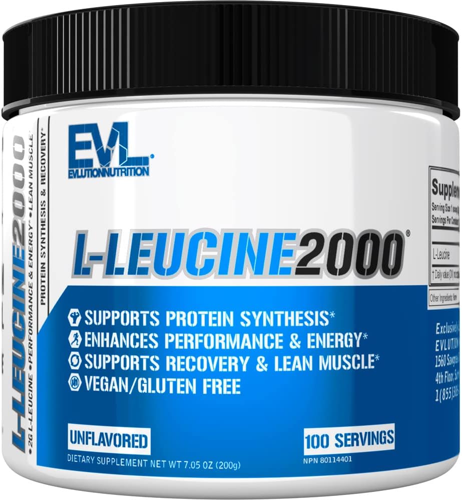 Eluce Nutrition L- Leucin 2000 - Syntéza proteinů, obnova a podpora svalů - Performance & Energy - 2000mg L- Leucine - Gluten Free & Vegan - Neochucený doplněk stravy Powder - 100 Služeb