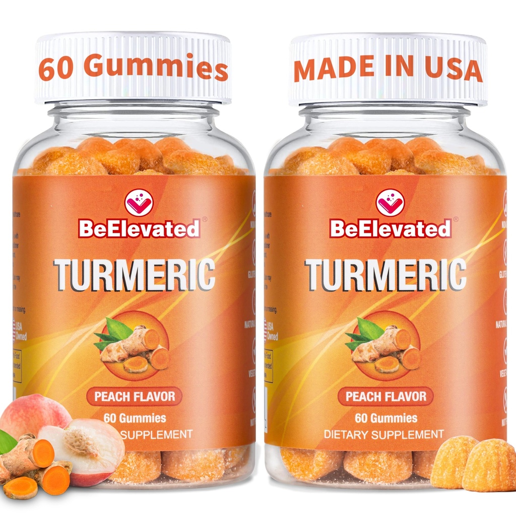 Kurkumin Kurkumin Žvýkačky - Extra síla 2000mg 8: 1 Extrakt Kurkumové doplňky Žvýkačky s Black Pepper & Ginger - Vegan Non- GMO Společná podpora Žvýkačky - Peach Flavor - Pack of 2