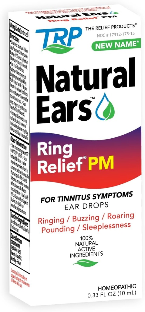 Relief Products Ring Relief Ušní kapky PM - 100% přírodní aktivní sklony - pro vyzvánění uší a Tinnitus příznaky - Nighttime Formule - 0.33 fl oz