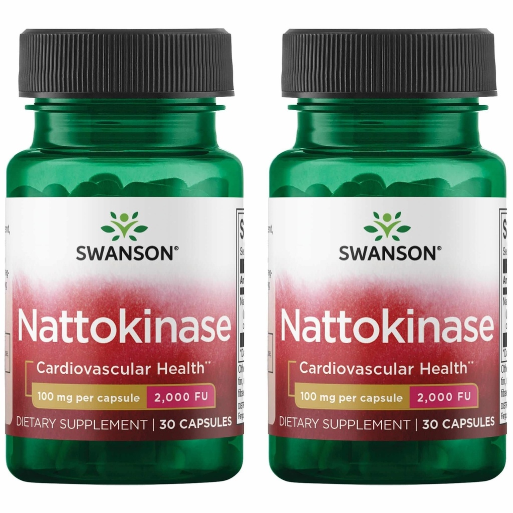 Swanson Nattokináza 2000 Fibrinolytické jednotky 100 miligramů 30 tobolek enzym (2 balení)