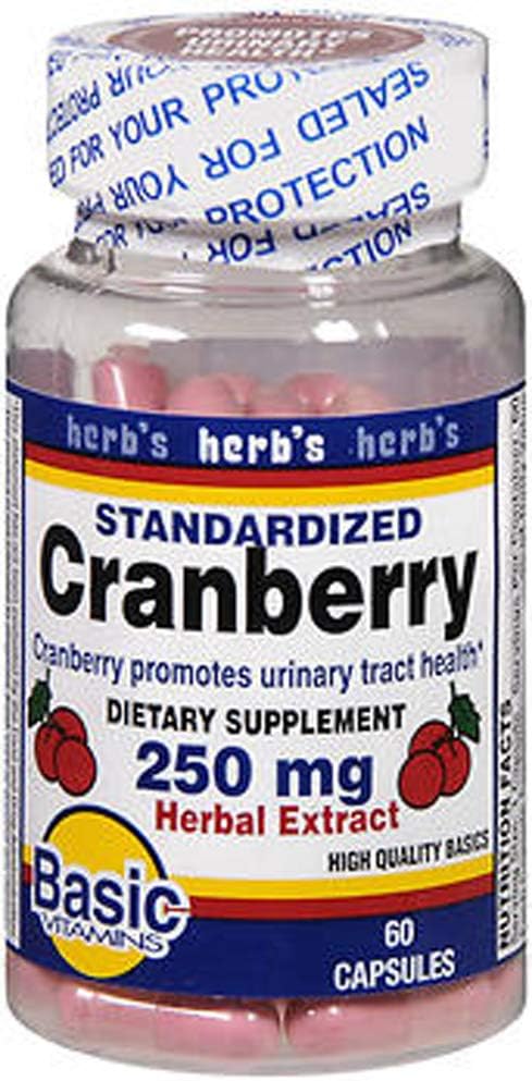 Základní vitaminy Cranberry 250 mg Bylinné extrakční kapsle - 60 ct, balení po 2 ks
