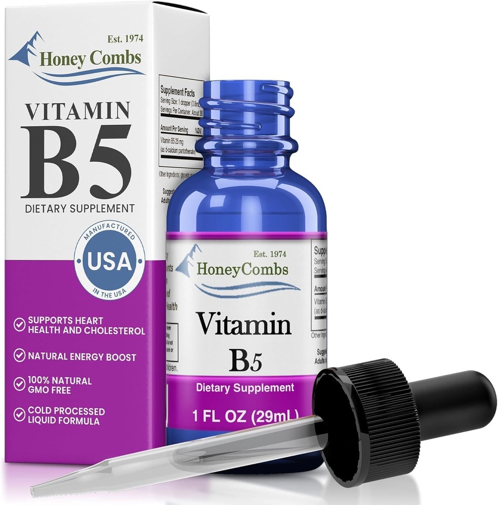 Vitamin B5 Kyselina pantotenová kapalné kapky - Made in USA - 500% DV per Serving - 36 Servings per Container - Great for Men, Women, Children - Vegan Liquid Vitamins - Bulk Velikosti také k dispozici