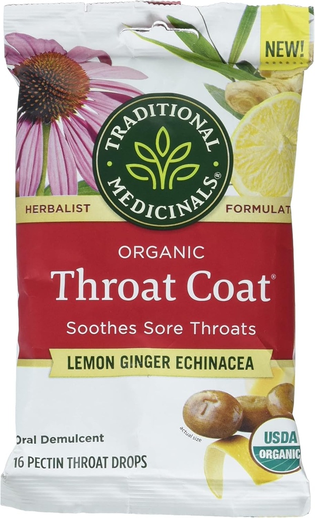 Tradiční léky Lemon Ginger Echinacea Lozenges, 16 Kusy (balení po 12)