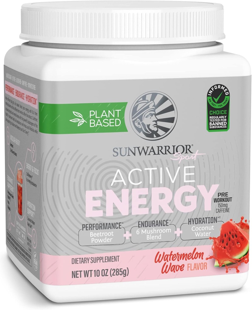 Sunwarner Plant- based Preworking Powder Hydration Blend 124; Kokosový vodní houba Blend Soy Free Sugar Free Lairs Free Synthetic Free Factory 124; Wave Wave 30 Servings S124; Sport Active Energy