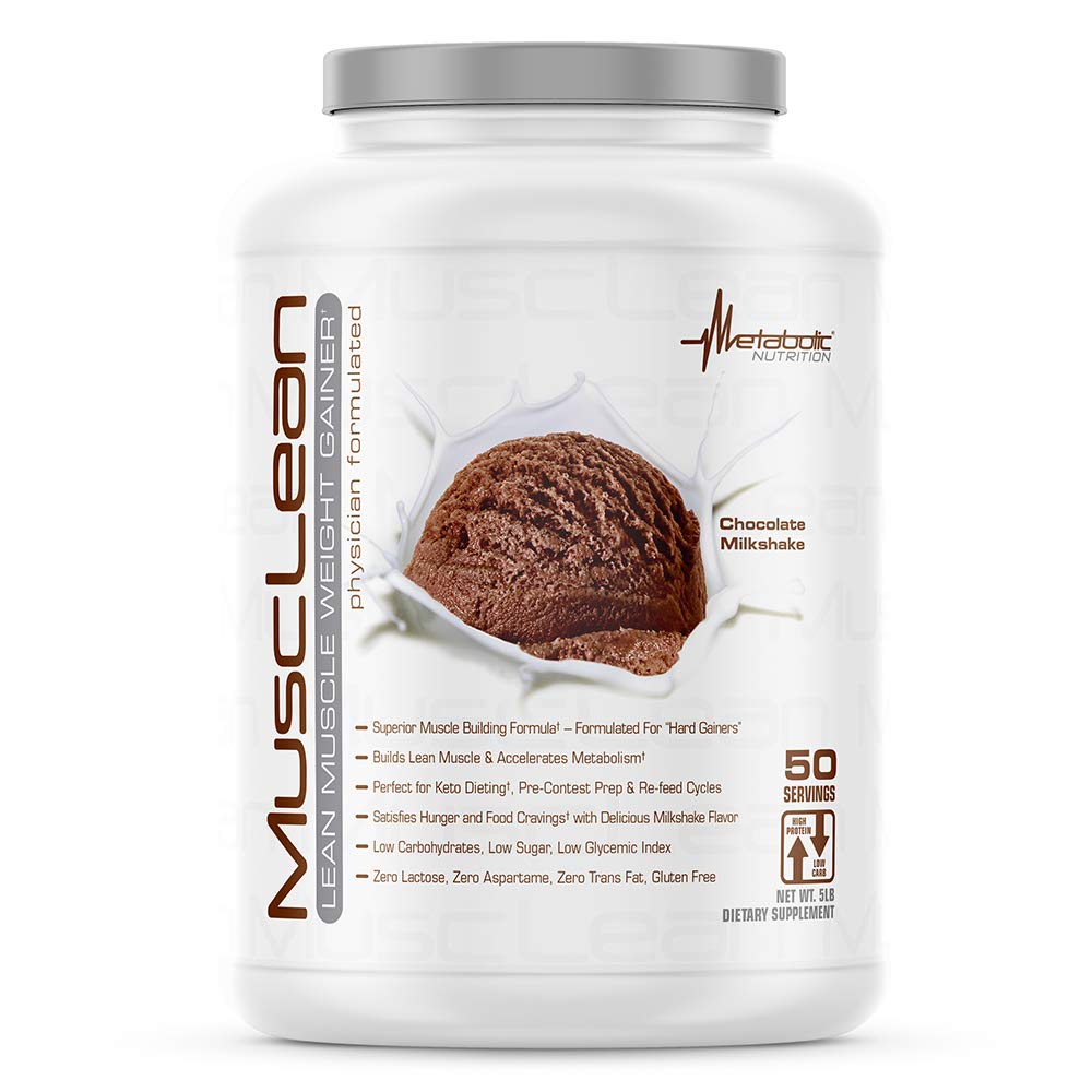 Metabolická výživa - Musclean - Milkshake, Syrovátka High Protein Meal Replacement, Údržba výživy, Nízký karb, Keto Diet, Digestive Enzymes, Chocolate, 5 liber (50 ser)